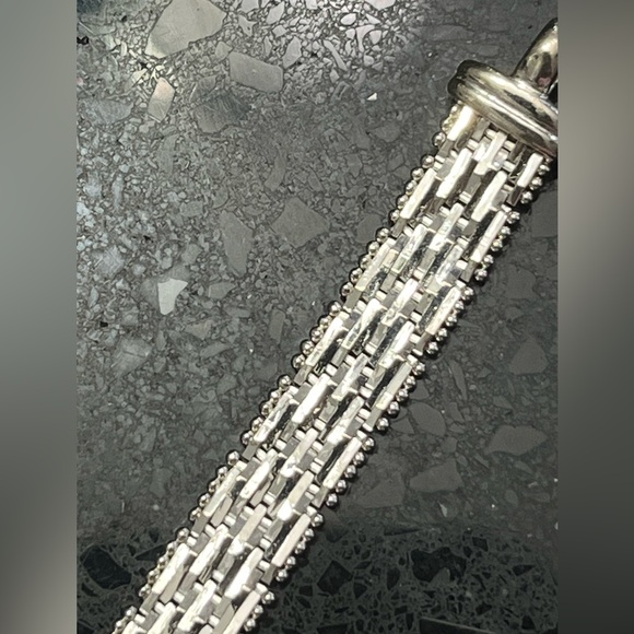 sterling Silver diamond cut Riccio link sparkle bracelet statement vintage QVC - Picture 3 of 3
